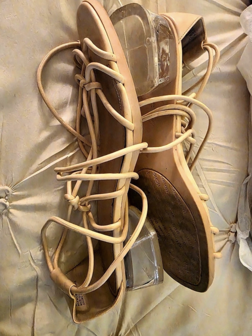 BCBG Strappy Flat Sandals in Brown, Size 11
